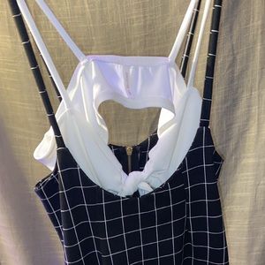 Black Suspender Dress with White Crop Top